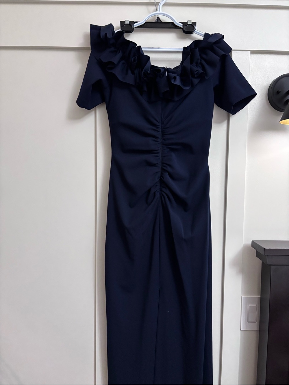 Navy Off-Shoulder Ruffle Dress - Picture 3 of 4